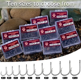 QualyQualy 1000pcs Carbon Steel Fishing Hooks W/Portable Plastic Box, Assorted Small Fishing Hooks Set for Freshwater/Seawater