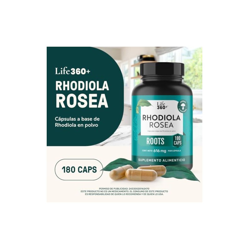 Life 360 Rhodiola Rosea 180 Cápsulas 1232 Por Porción