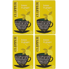 (4 PACK) - Clipper - Organic Lemon & Ginger | 20 Bag | 4 PACK BUNDLE