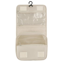 Ktxaby 24x18x9cm Portable Travel Toiletry Bag Hanging Wash Bag Multifunctional Makeup Cosmetic Bag Men and Womens Waterproof Bathrooom Organizer Storage Shower Bag for Camping Travel (Beige)