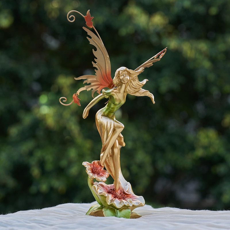 FOLKOR LIFE Resin Fairy Statue Hand-Painted Elegant Fantasy Decor, Dancing
