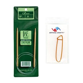 Clover Needlecraft Takumi Bamboo Circular Knitting Needles 29 inch Size 13/9mm Bundle with 1 Artsiga Crafts Stitch Holder 3016/29 13