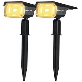 LEREKAM 40 LEDs Solar Spotlights Outdoor,IP65 Waterproof Solar Powered Landscape Spotlights 2-in-1 Wall Light, Outdoor Solar Landscaping Lights Auto On/Off for Yard Garden 2Pack Warm-White