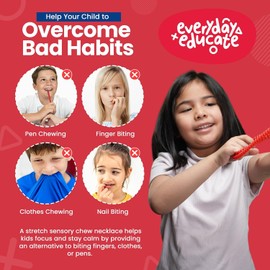 Durable Sensory Chew Necklace for Kids (8 Pack) BPA Free, Food-Grade Silicone Chewing Necklace for Autism and ADHD - Oral Motor Teething Toys, Fidget Necklace for Boys and Girls, Sensory Chewy Dewey