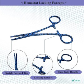 Dog/Cat Pet Ear Hair Puller 5.5" Hemostat Forceps Serrated STR Jaws Ear Care Forceps, Made of Stainless Steel-Helps In Cleaning Ear Nose Face Paws Hair-Multipurpose Works on All Kind of Hair, BLUE