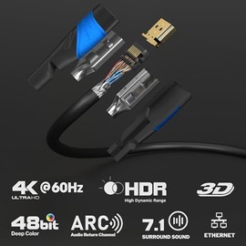 KabelDirekt – Câble HDMI 4K – 33ft/10m y longitudes mayores (7.5m–22.5m) – Cable HDMI diseñado en Alemania – Soporta 4K@60Hz, UHD, HDR, ARC, Ethernet 