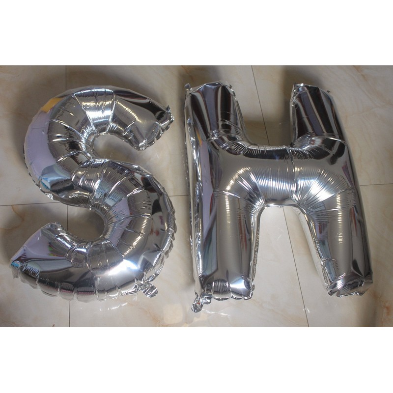 Glanzzeit 18 Inch Silver Foil Balloons Letters A to Z