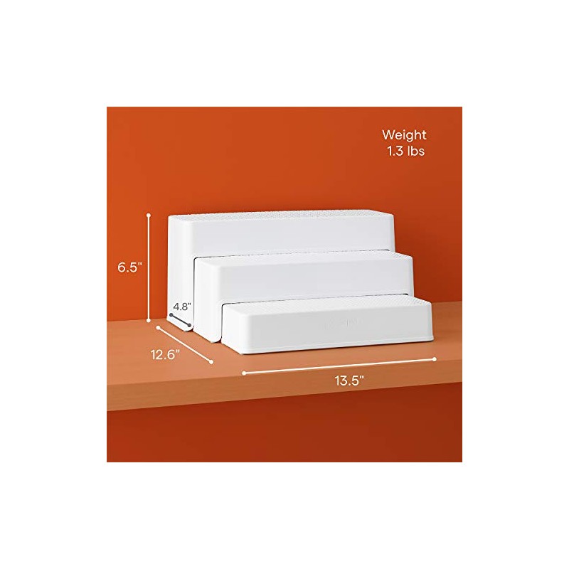 YouCopia ShelfSteps Cabinet & Pantry Organizer, 3-Tier, White
