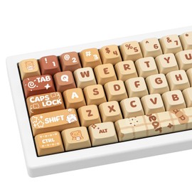 GEKUCAP Cute PBT Keycaps 133 Keys Caramel Bear Theme Keycap Dye Sublimation XDA Profile Key caps Custom Keycaps Set for Cherry Gateron MX Swithes Mechanical Gaming Keyboards