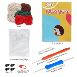 Crochet Kit for Beginners, Crochet Animal Kit, Crochet Starter Kit with Yarn, Polyester Fiber, Crochet Hooks, Step-by-Step Instructions Video, Knitting Kit for Beginner DIY Craft Art (Hedgehog)