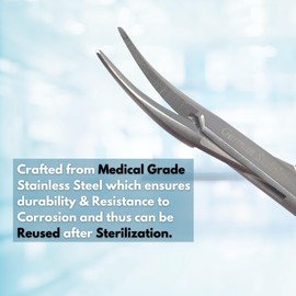 No Scalpel Vasectomy Forceps Curved 5" Stainless Steel Clamps Comes with Gold Color Locking Ratchet Handle