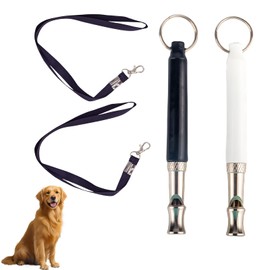 AYNKH 2 Recall Dog Whistle, HF Silent Dog Whistle, Dog Training Whistle, Dog Whistle Training Aid with Lanyard, Black and White