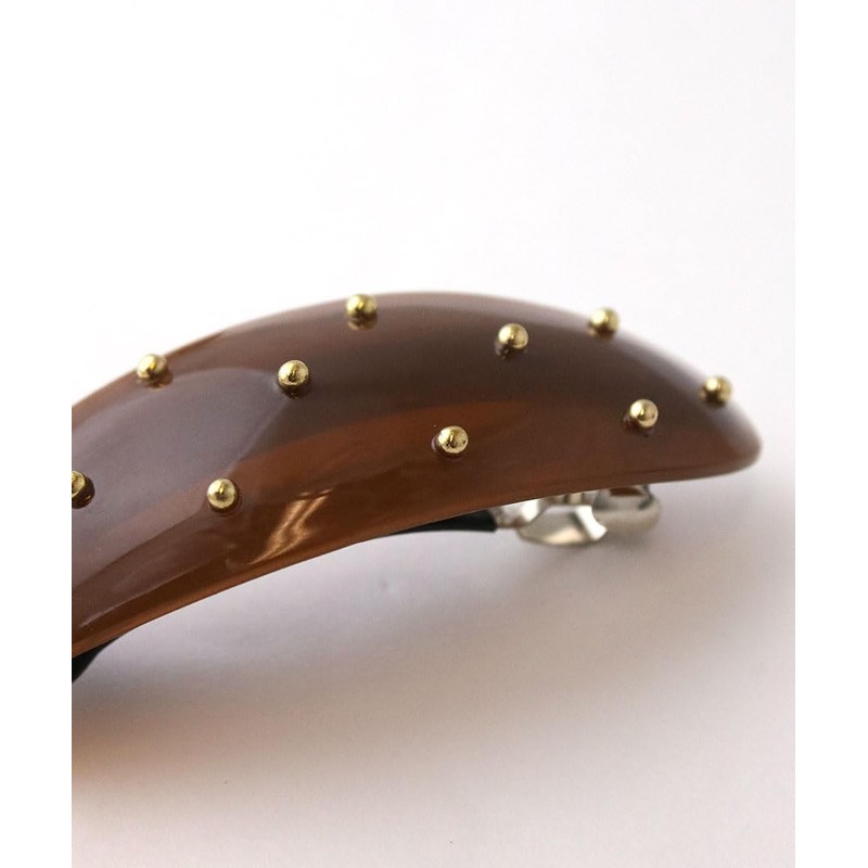 Vingtaine H7824-BR Barrette, Hair Clip, Studs, Oval Gloss, Elegant, Simple,