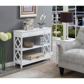 HomeStock Artisanal Abode 1-Drawer Console Table, White, Transitional Entryway or Living Room Accent, Wood & Particleboard, Durable, Stylish & Easy to Assemble