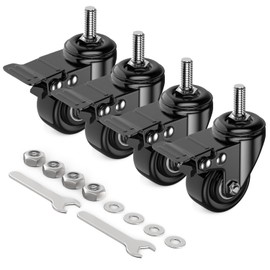 2 Inch Caster Wheels, Swivel 3/8" Threaded Stem Casters Set of 4 Heavy Duty