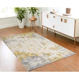 Homeroots 4' X 6' Gold Abstract Dhurrie Area Rug