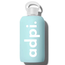 Sorority Shop Alpha Delta Pi Glass Water Bottle with Silicone Sleeve - 16 Oz Glass Water Bottle, Reusable Glass Water or Juice Bottle with Cap