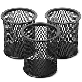 Mr. Pen- Mesh Pen Holder, 3pcs, Pen Holder, Pencil Cup Holder, Black Pen Holder, Pen Cups, Metal Pencil Holder, Black Mesh Pencil Holder, Pen Holder for Desk, Pen Organizer for Desk, Desk Pen Holder