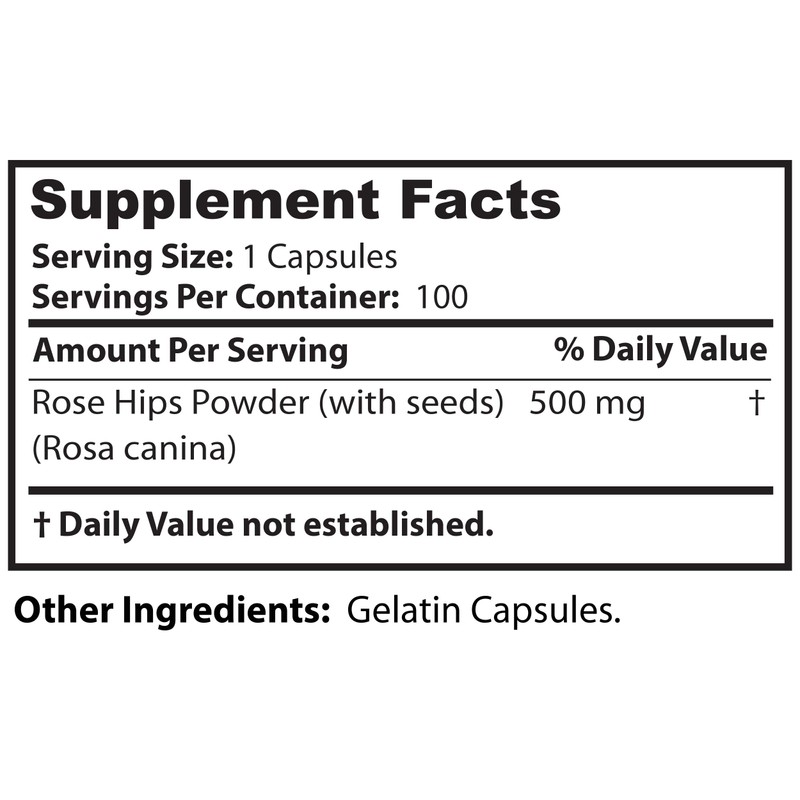 Dr Clark Store Rose Hips, 500 mg 100 Capsules