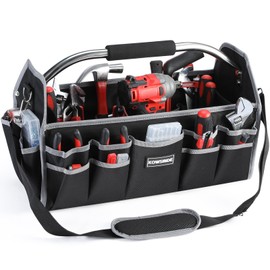 Kowsinde 18 Inch Tool Bag, Electrician Tool Bag, Open Top Tool Bags, 26 Pockets Can Hold Many Tools, Steel Handle and Removable Shoulder Strap