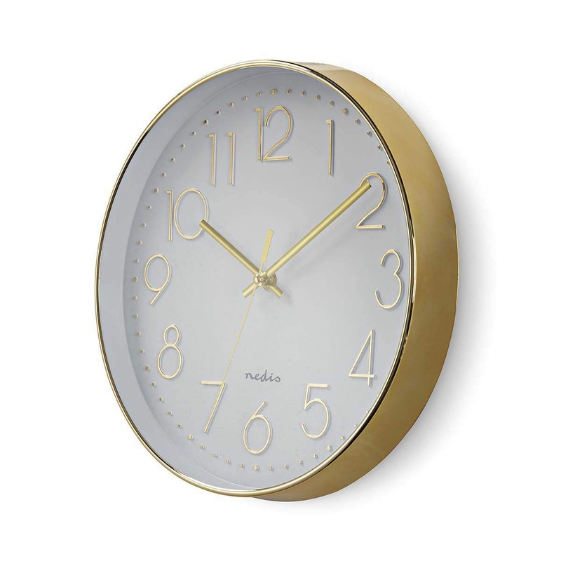 Nedis White Wall Clock for Livingroom, Kitchen or Bedroom, 30cm