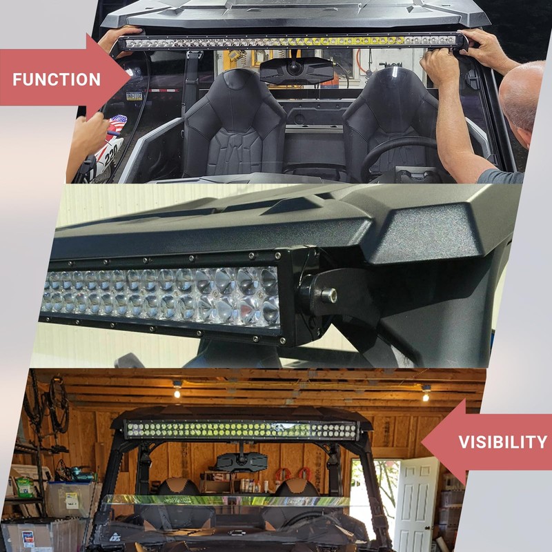 Upper Windshield 42" Inch LED Light Bar Mounting Brackets Compatible