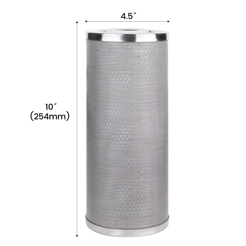 Amwater Stainless Steel Cleanable Wire Mesh Filter Cartridge 10”Length,4.5"OD(50 Micron)