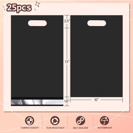 Jowlroel Black Poly Mailers with Handle 10x13 25 Pcs, Self-Seal Shipping Bags, Easy to Carry Packaging Bags, Shipping Envelopes, Packaging for Small Business, Boutique, Clothing