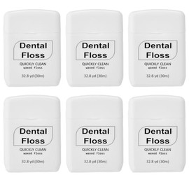 Baderke 6 Pack Dental Floss for Adults 30 M Waxed Oral Care Dental Floss for Family Pack Travel Teeth and Gum Protection Effective Plaque Removal, Shred Resistant, Slides Smoothly (White)