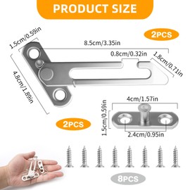 2 PCS Window Restrictors Locks,Stainless Steel Child Security Restrictor Hook with Screws Left Right Handed Easy Install Child Lock Restrictor Catch Safety Catch for Home,School,Kindergarten