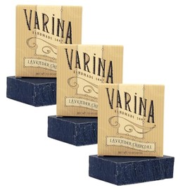 Varina Jabón Orgánico De Lavanda Y Carbón Activado - Limpieza Suave Para Piel Sensible, Con Hierbas Y Menta - Paquete De 3 - Piel Sana Y Radiante     