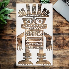 Cartoon Tribal Emblem Stencil, 8.5x11 Inches, Reusable Painting Template, Ideal for Crafts and DIY Projects
