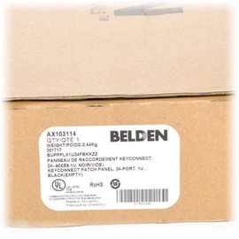 BELDEN AX103114 24PORT, CAT5E/6; CONNECTOR TYPE:MODULAR PATCH PANEL; PRODUCT RANGE:KEYCONNECT SERIES; NO. OF PORTS:24PORTS; LAN CATEGORY:CAT5E, CAT6; RACK U HEIGHT:1U ROHS COMPLIANT: YES, MODULAR, PAT