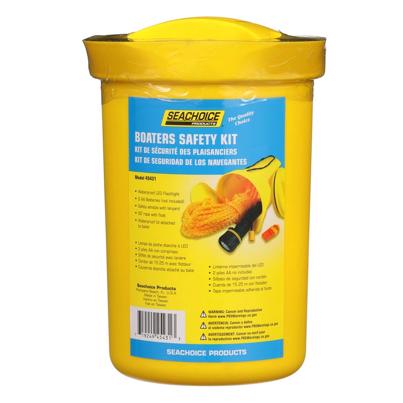 Seachoice Boat Bailer Safety Kit, Includes Flashlight, Whistle, 50 Ft.