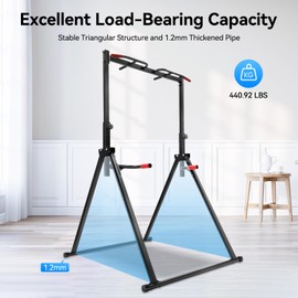 YIYIBYUS Heavy Duty Pull Up Bar for Home Use, 440lbs Capacity Adjustable Height Power Tower with Parallel Bars, Foldable Design for Strength Training, Pull-Ups, Dips, Arm Curls, Ab Workouts
