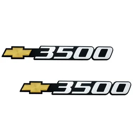 Pair Set Bowtie 3500 Emblems Front Door Right Left 3D Badge Nameplate Sticker Replacement for 2001-2007 Silverado 15126053 (Yellow)