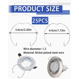 TPZORJX Pack of 25 Snap Rings for GU10 MR16 Diameter Downlight Retaining Spring Rings Clips LED Halogen Lamp Holder 50 mm Recessed Spotlight GU10 Recessed Spotlight 50 mm
