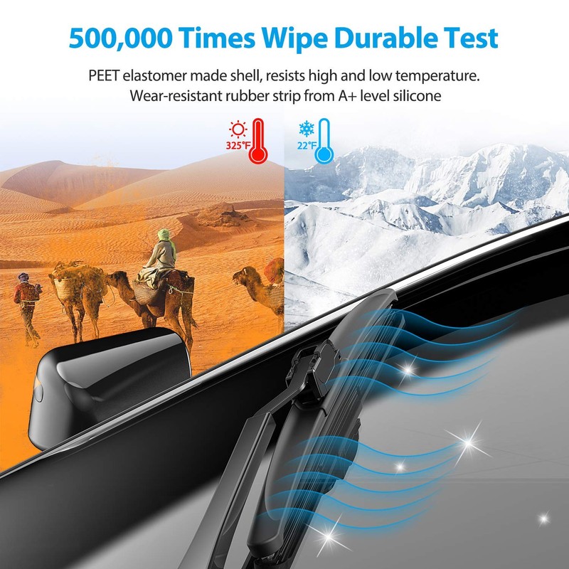 METO T6 Silicone Windshield Wiper Blades, 22 and 22 inches