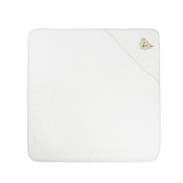 Steiff Unisex Baby-Badetuch mit Kapuze 2928 Weiß (Bright White 1000), 100x100 cm