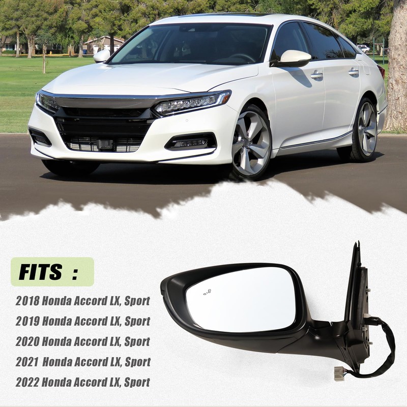 Lqito Left Driver side Mirror Fits 2018-2022 Honda Accord With