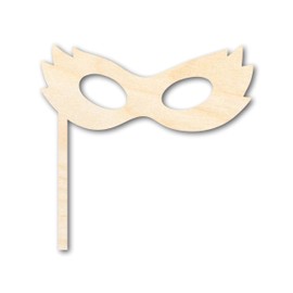Unfinished Wood Stick Mask Shape | Mardi Gras | DIY Craft Cutout | up to 46" DIY 5" / 1/8"