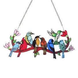 Birds On Branch Suncatcher Cardinal Hummingbird Kingfisher Window Hanging Decor Bird Ornament Bird Lover Gift for Mom Grandma