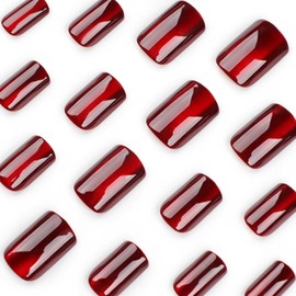 24 Piezas de Uñas Postizas a Presión, Uñas Falsas Cuadradas Cortas Francesa