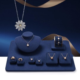 Oirlv - Collar de microfibra de alta calidad, busto para collar, exposición, soporte de joyería (azul)