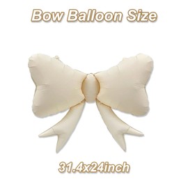 4 Pcs Large Bow Balloons, Cream White Bow Balloons Coquette Balloons for Cream White Bow Party Decorations Coquette Birthday Decorations