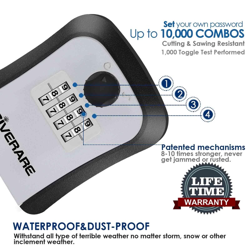 GIVERARE Key Lock Box, 4 Digits Combination Lockbox Wall Mount