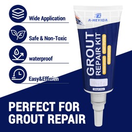 Grout Repair Kit - 180g Tile Grout Filler, Tile Grout Fill Tube and Silicone Caulking Tool for Renew & Fill Interior Bathroom Shower Kitchen Floor Tile Seam Lines Fast Drying Grout Sealer (White-1PCS)