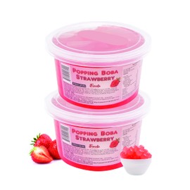 Fanale Popping Boba Pearls for Bubble Tea - 2 lb (1 lb X 2) | Strawberry | Bursting Boba Pearls Bubble 450g X 2 | Fruit Juice Flavor for Shakes, Dessert, Smoothie | FPB001-SP450 X 2