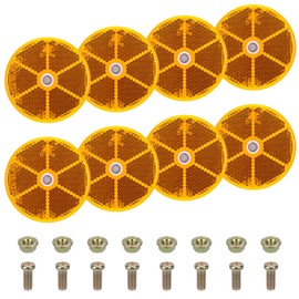 8 Stück Runde Reflektoren zum Anschrauben, ABS Katzenaugen Reflektoren Anhänger mit E-Prüfzeichen, Ø 60mm Anhänger Reflektoren Fahrradanhänger, Reflektor für Sattelpfosten für Pkw Anhänger und Lkw