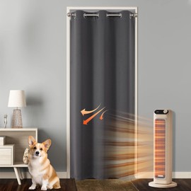 Joydeco Blackout Curtains, Door Curtain, Opaque Door Curtain, Door Curtain with Eyelets, Thermal Cold Protection, Heat Protection, Sound Protection for Bedroom, Living Room (Dark Grey, 1 x H 210 x W